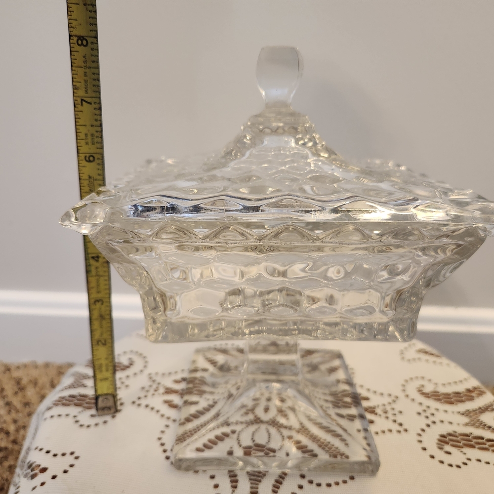 VTG Fostoria American Clear Wedding Bowl With Lid /Candy Dish/Compote HEAVY! - Picture 15 of 16